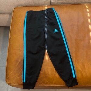 Adidas Kids Black Joggers with Blue Accents